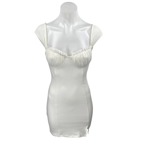 Princess Polly White Sleeveless Bandeau Cami Camisole Tank Mini Bodycon Dress 2 - Picture 1 of 5